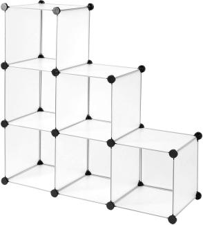 dibea Steckregal aus Kunststoff Schuhregal Aufbewahrungsregal modulares System, mit 6 Fächern á 30x30 cm transparent