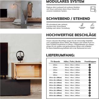 Wuun® 100cm/ Front Schwarz-Hochglanz (Korpus Eiche) TV Lowboard TV Board hängend Hängeschrank Wohnwand/Somero
