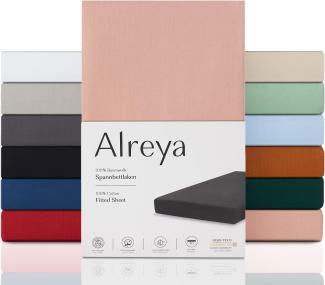 Alreya Renforcé Spannbettlaken 90 x 200 cm - Babyrosa - 100% Baumwolle - Klassisches Spannbetttuch für Standardmatratzen bis 25cm Matratzenhöhe