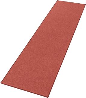 Feinschlingen Teppich Casual Terracotta Uni Meliert - 80x300x0,4cm