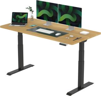 Flexispot E6 Elektrisch höhenverstellbarer Schreibtisch | Ergonomischer Steh-Sitz Tisch mit Memory Funktion | Beugt Rückenschmerzen vor & Macht produktiver (Ahorn, Gestell Schwarz, 160x80 cm)