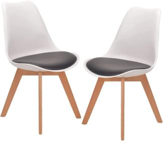 Mingone Esszimmerstühle 2er Set Polsterstühle Esszimmer Massivholzbeine Küchenstuhl Kunststoff Stühle (Grau/Weiß)