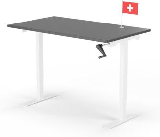 manuell höhenverstellbarer Schreibtisch EASY 140 x 60 cm - Gestell Weiss, Platte Anthrazit