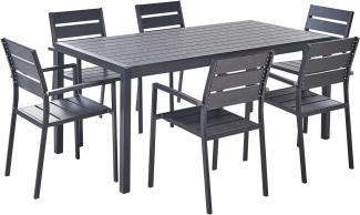 Gartenmöbel Set Aluminium schwarz 6-Sitzer VERNIO