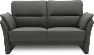 DOMO Collection Lascano 2 Sitzer, formschöner 2er Couch mit Federkern in Lederoptik, Sitzraster 60, Sofa, Garnitur, dunkelgrau, 152 cm