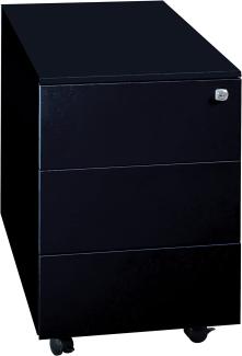 Stahl Büro Rollcontainer Bürocontainer Stahl-Abdeckplatte & 3 Schubladen Maße: 55 x 40 x 59 cm RAL 9005 Schwarz 505921