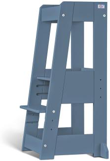 tiSsi 'Felix' Lernturm, Tritt 3-fach höhenverstellbar, Buche tauben blau, Massivholz