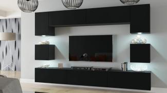 Furnitech Modernes TV Möbel mit LED Beleuchtung Schrank Wohnschrank Wohnzimmer Schrankwand Wohnwand Mediawand Nowara 1C (LED weiß, AN1-17B-M52 1C Matt)
