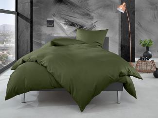 Bettwaesche-mit-Stil Mako Perkal Bettwäsche uni / einfarbig dunkelgrün Kissenbezug 40x40 cm