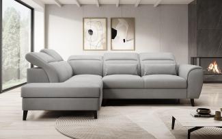Designer Sofa Nobile mit verstellbarer Rückenlehne Samt Hellgrau Links