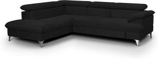Mivano Ecksofa David / Moderne Couch in L-Form mit verstellbaren Kopfstützen und Ottomane / 256 x 71 x 208 / Mikrofaser-Bezug, Schwarz