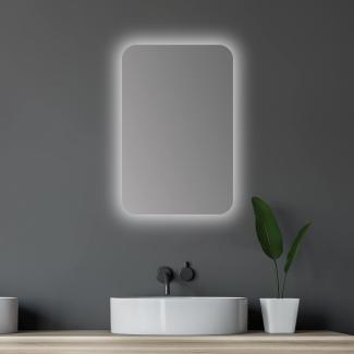 Talos Spiegelschrank Bad mit Beleuchtung oval 40 x 60 cm - Badezimmer Spiegelschrank mit hochwertigem Aluminium Korpus in matt schwarz - Bad Spiegelschrank mit Zwei Glaseinlegeböden