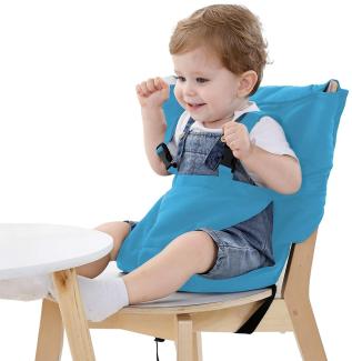 Vine Easy Seat, Tragbarer Reisehochstuhl, verstellbar, Sicherheit, waschbar, für Kleinkind, Sitzbezug, aus praktischem Stoff, passt in deine Handtasche, Blau