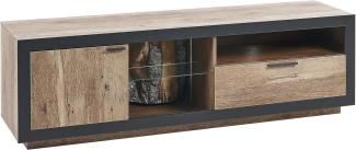 TV-Möbel heller Holzfarbton schwarz 160 x 42 x 45 cm MARANA