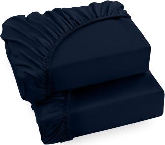 Utopia Bedding - 2er Set Spannbettlaken 90x190cm - Marineblau - Gebürstete Mikrofaser Spannbetttuch - 35 cm Tiefe Tasche