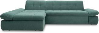 Domo Collection Ecksofa Moric / Eckcouch mit Bett / Sofa mit Schlaffunktion in L-Form Couch mit Armlehnfunktion/ 300x172x80 cm / Schlafsofa in petrol grün