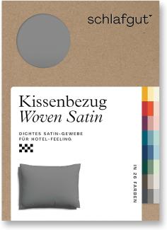 Schlafgut Woven Satin Bettwäsche|Kissenbezug einzeln 70x90 cm| grey-mid