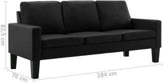 vidaXL 3-Sitzer-Sofa Schwarz Kunstleder