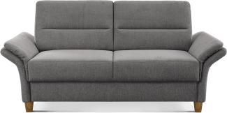 CAVADORE 3er Sofa Wyk / 3-Sitzer-Couch im Landhausstil mit Federkern + Holzfüßen / 186 x 90 x 89 / Chenille, Grau