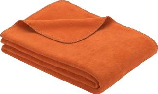 Ibena Bergamo Baumwolldecke 150x200 cm - Kuscheldecke orange einfarbig aus Biobaumwolle, hochwertige Markenqualität Made in Germany