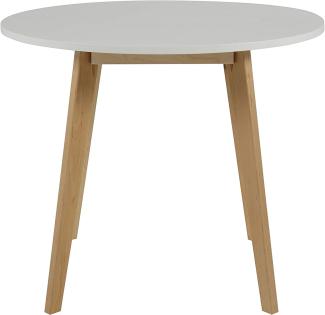 Tisch RAVEN weiß lackiert Ø 90 cm Gestell Birke teilmassiv
