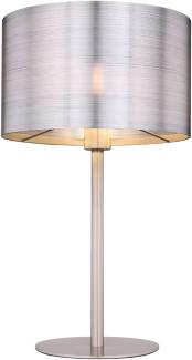 LED Tischleuchte mit Lampenschirm Ø 23cm, Metalloptik Silber