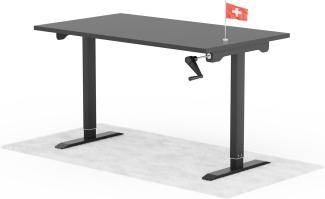 manuell höhenverstellbarerSchreibtisch EASY 140 x 80 cm - Gestell Schwarz, Platte Anthrazit