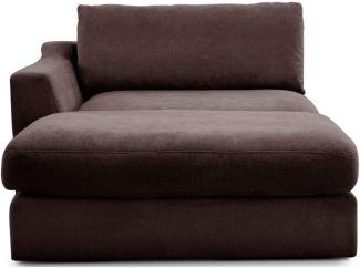 CAVADORE Sofa-Modul "Fiona" Longchair mit Armteil links / XXL-Recamiere passend zur Couchgarnitur Fiona / 139 x 90 x 199/Webstoff dunkelbraun