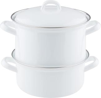 RIESS 0286-033 Kartoffelkocher mit Emailledeckel 18 cm, Classic Weiss / Dünsttopf