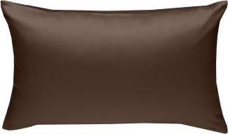 Bettwaesche-mit-Stil Mako-Satin / Baumwollsatin Bettwäsche uni / einfarbig dunkelbraun Kissenbezug 40x60 cm
