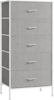 SONGMICS Kommode, Aufbewahrungsschrank mit 5 Stoff-Schubladen, 40 x 60 x 120 cm, modern, weiß-hellgrau LTS815W01