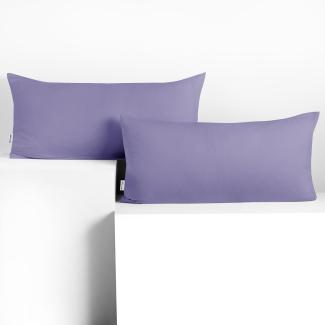 DecoKing 2 Kissenbezüge 40x80 cm Baumwolle Reißverschluss Lavendel Amber