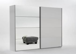 Schwebetürenschrank Ernie Kleiderschrank 225x65x210cm weiß Spiegel