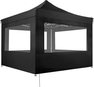 tectake Faltbarer Garten Pavillon 3x3m mit 4 Seitenteilen Faltpavillon schwarz