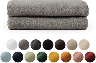 Blumtal Premium Frottier Handtücher Set mit Aufhängschlaufen - Baumwolle Oeko-TEX Zertifiziert, weich, saugstark - 2X Handtuch (50x100 cm), Grau
