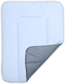 BONKY® Wickelauflage 70x50 cm - aus gestepptem Velvet - Wickelunterlage mit rutschfeste Unterseite - Baby Wickeltischauflage - Mega weich und angenehm - Made in EU - blau