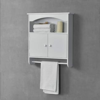 Badezimmerschrank Graz 61x53x15 cm mit Handtuchhalter Weiß MDF en. casa