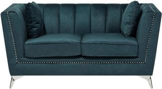 2-Sitzer Sofa Samtstoff blau-grün GAULA