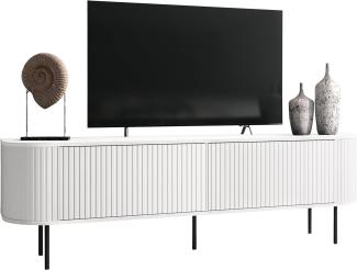 TV Lowboard Relkun mit 2 Klapptüren (Farbe: Weiß / Weißer Marmor)