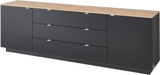 TV-Board >Core< in schwarz supermatt Dekor, MDF, Spannplatte - 240x77x44 (BxHxT)