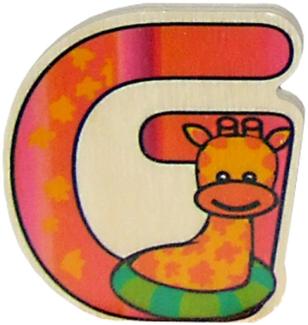 Hess Holzspielzeug 0044G - Buchstabe aus Holz, mit buntem Tiermotiv passend zum Konsonant G, ca. 5 x 6 cm groß, handgefertigt, als Dekoration für´s Kinderzimmer