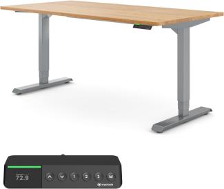 Desktopia Pro X - Elektrisch höhenverstellbarer Schreibtisch / Ergonomischer Tisch mit Memory-Funktion, 7 Jahre Garantie - (Eiche Echtholz, 160x80 cm, Gestell Grau)