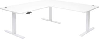 Eck-Schreibtisch, weiß/weiß, elektrisch höhenverstellbar