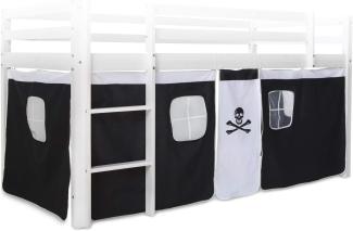 Bettumrandung Bettvorhang für Hochbett, Baumwolle Schwarz