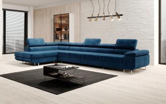 Designer Sofa Maxi mit Schlaf und Klappfunktion Blau Links