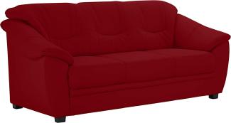 Cavadore 3-Sitzer Savana / 3er Ledersofa mit Federkern im klassischen Design / 198 x 90 x 90 / Echtleder Rot