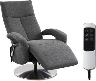 CAVADORE TV-Sessel Tirol / Fernsehsessel mit elektrisch verstellbarer Relaxfunktion / 2 E-Motoren / 74 x 112 x 82 / Strukturstoff: Grau