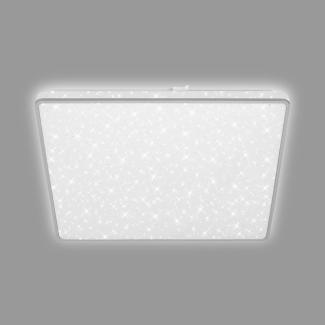 BRILONER Leuchten - LED Deckenlampe mit Sternenhimmel, LED Deckenleuchte Sternendekor, Backlighteffekt, Flach, Neutralweißes Licht, 370x370x50 mm, chrom-matt