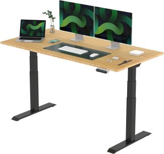 Flexispot E6 Elektrisch höhenverstellbarer Schreibtisch | Ergonomischer Steh-Sitz Tisch mit Memory Funktion | Beugt Rückenschmerzen vor & Macht produktiver (Bamboo, Gestell Schwarz, 160x80 cm)