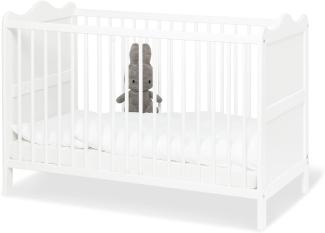 Pinolino Kinderbett Florentina Weiß 120 x 60 cm - Baby Kinderbett Gitterbett mit Lattenrost 3 Stufen Höhenverstellbar - Lackiertes Kiefernholz